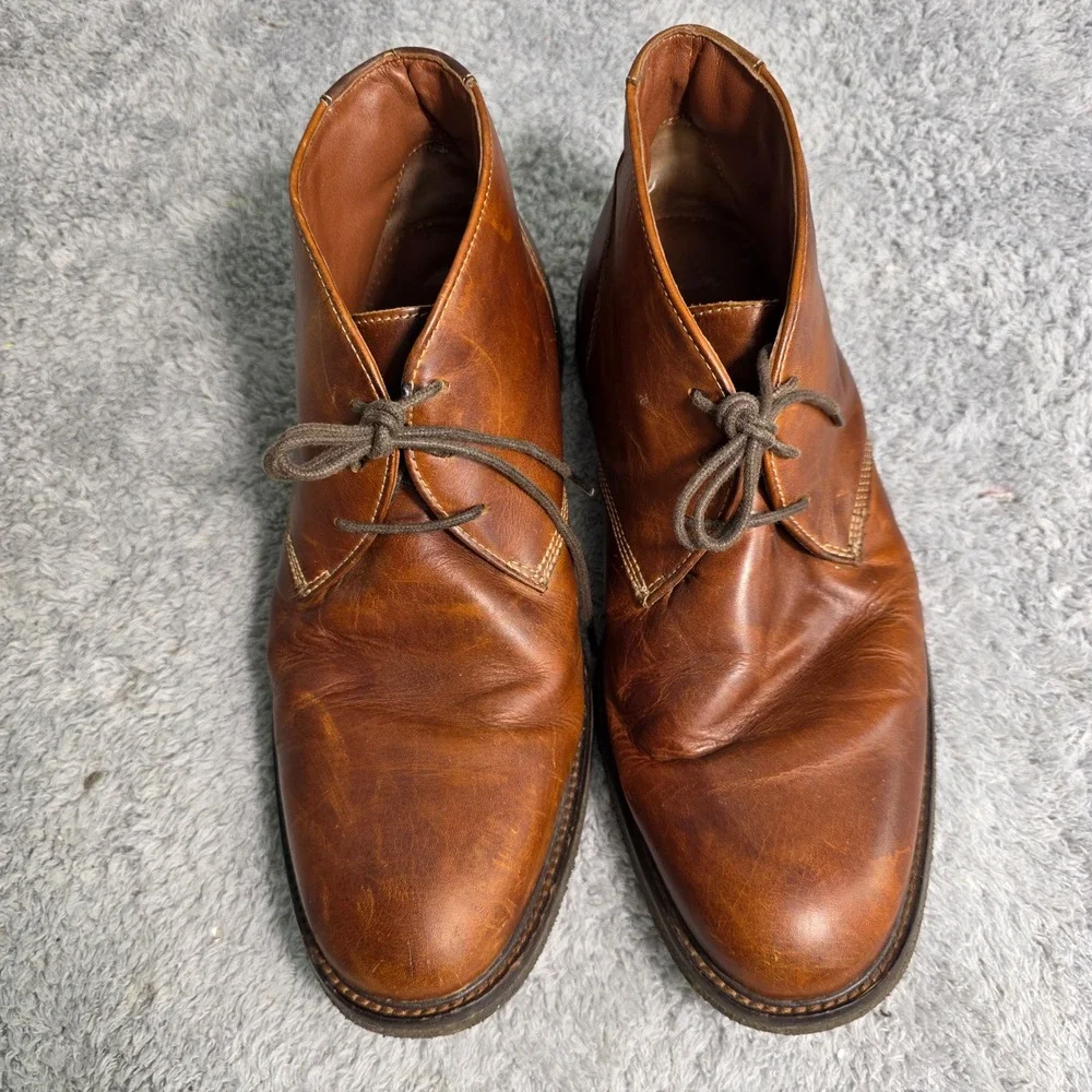 Johnston & Murphy Chukka Boots Brown Leather Sheepskin Crepe Soles Mens 10.5‎ M
